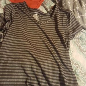Black and grey striped work out shirt